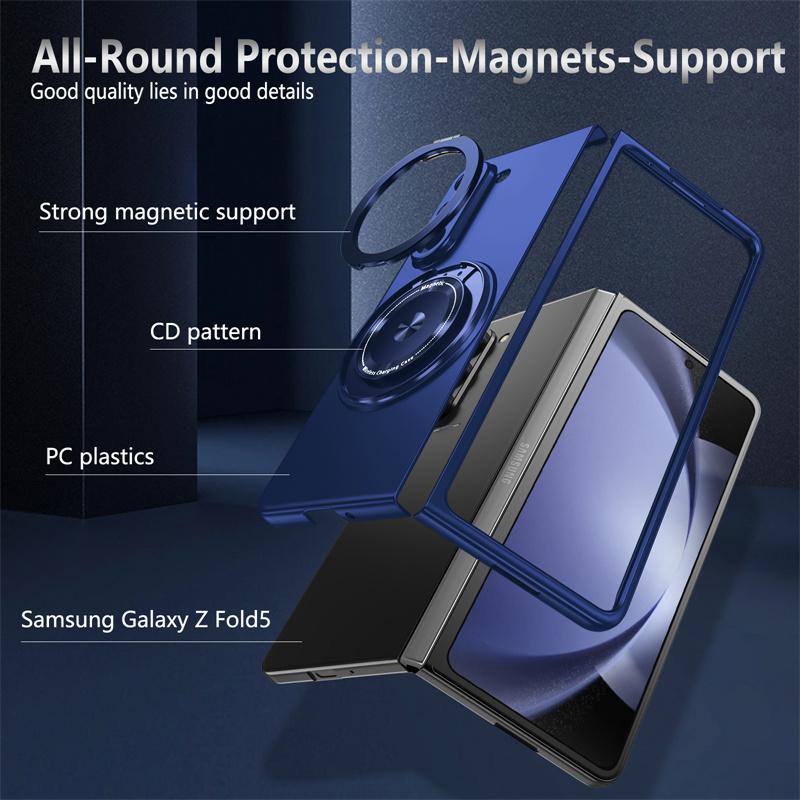 [LX]360. °     Magnetic Ring Kickstand Phone Case For Samsung Galaxy Z Fold7 6 5 4 3 Fold6 Fold5 Fold4 Fold3 5G Hard Shell Protection Cover
