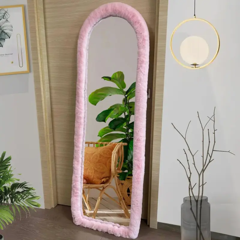 64"x21" Modern Full Length Mirror Cover - Universal Stretch, Ultra Soft, Non-Slip, Durable Pink Room Accessories, Valentine's Day Gift for Girls, Bedroom Cloakroom Home Decor (Mirror Not Included)