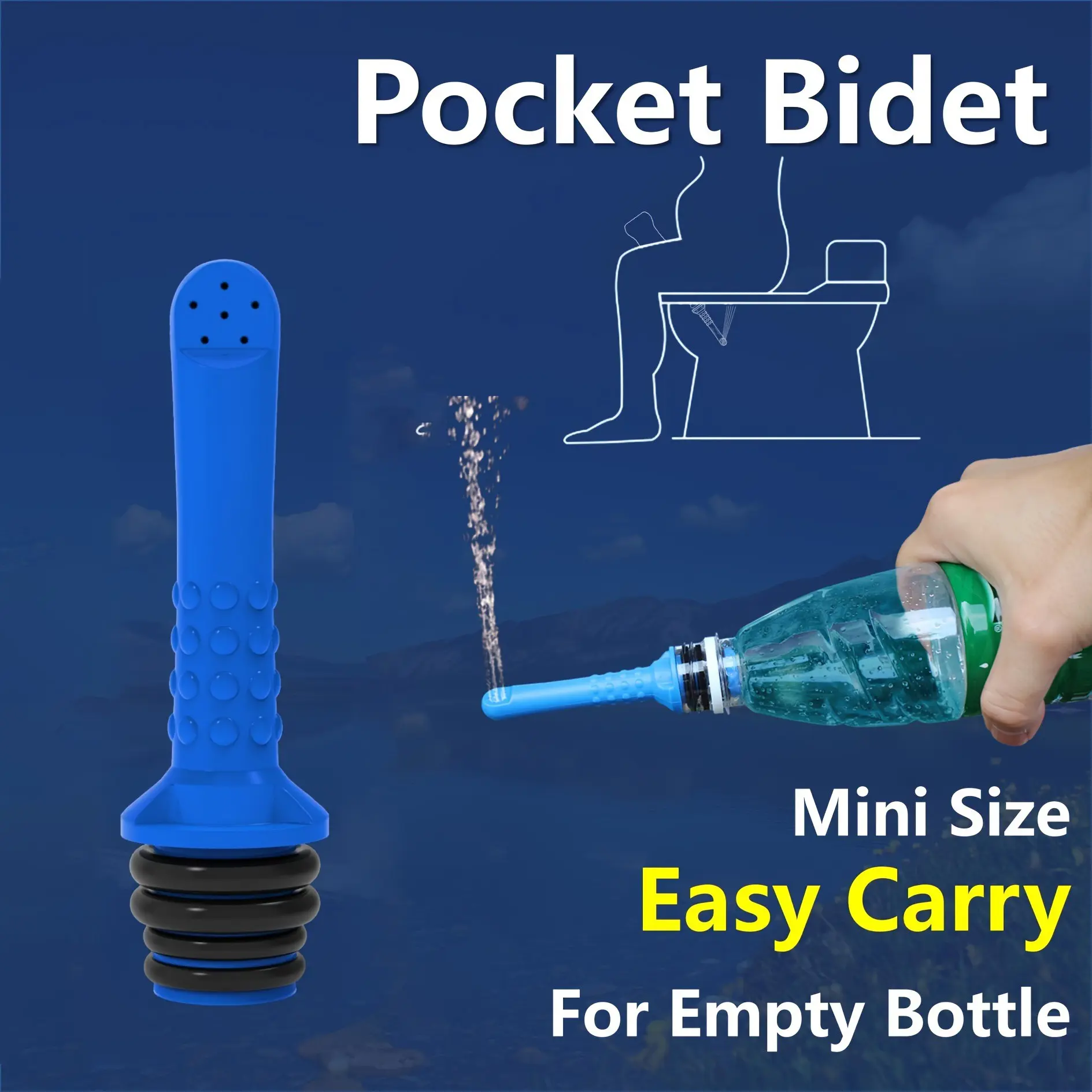 Portable Pocket Bidet Sprayer, Handheld Travel Feminine Care Washer Compatible With Most Plastic Water Bottles, Mini Personal Hygiene Cleaner for Camping Pregnancy Period