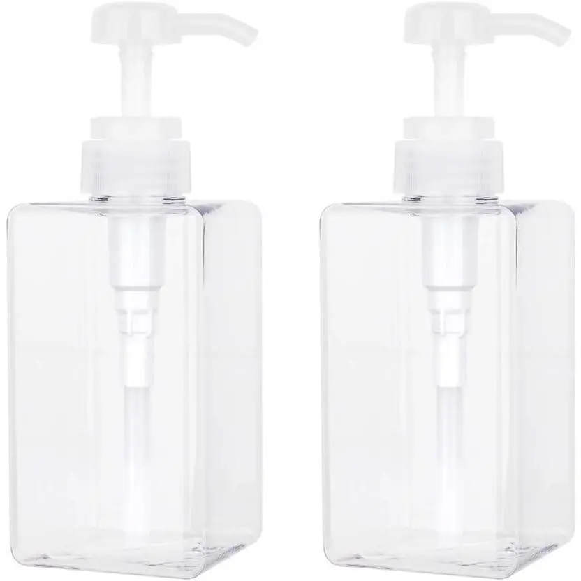 Refillable Clear Plastic Pump Bottles 15oz 2 Pack - BPA-Free Leak Proof Lotion Soap Dispenser for Dish Soap, Hand Soap, Body Wash, Shampoo, Kitchen & BathroomGift