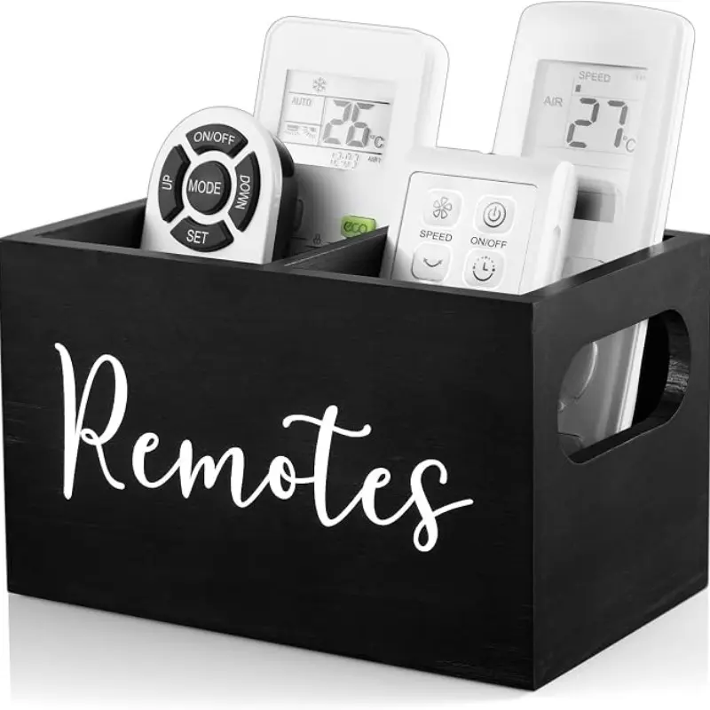 Wooden TV Remote Holder, Remote Storage Box, 2 Slots Organizer, Organize Your Remotes Efficiently, Durable Wooden Material