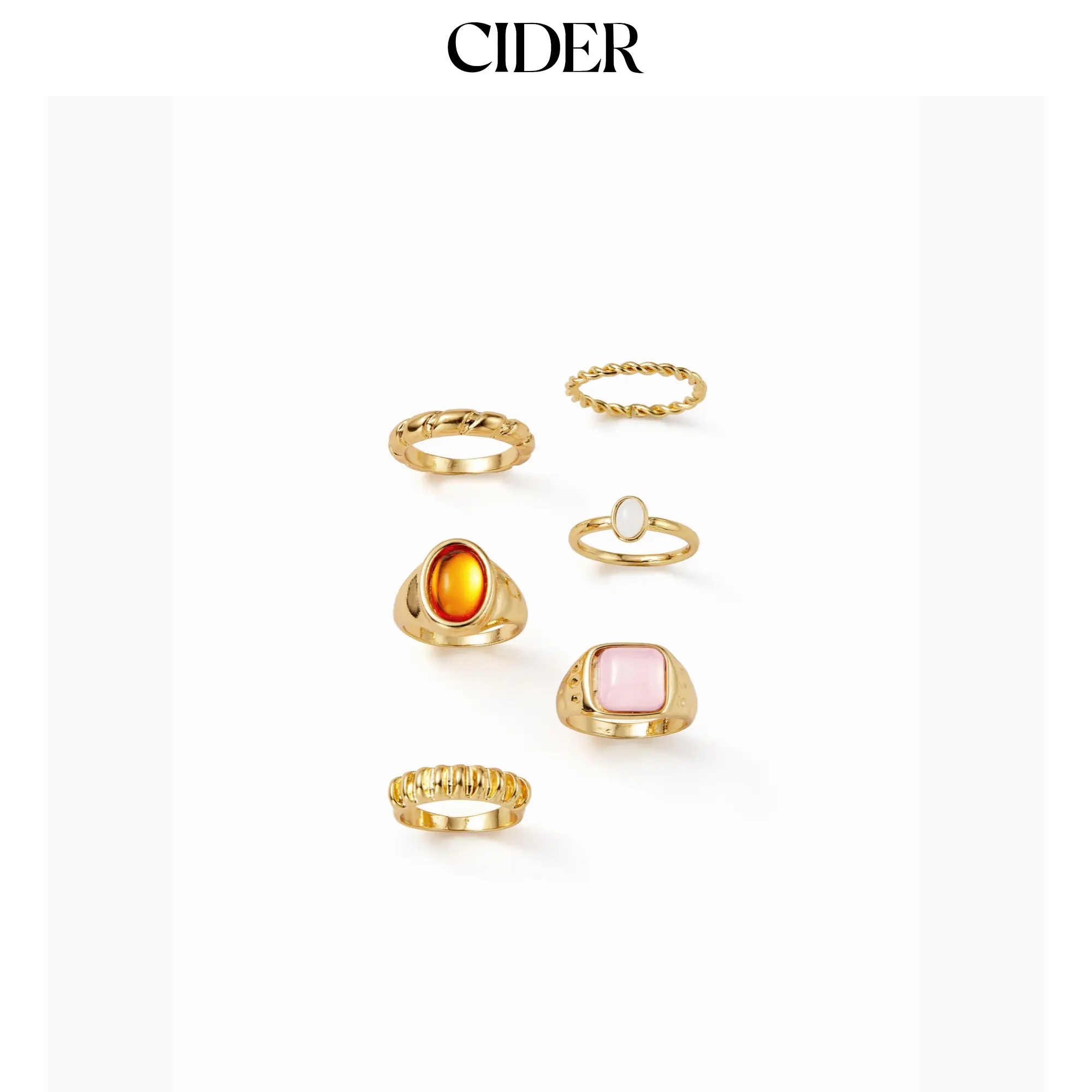Cider 6 PCS GEMSTONE RING SET