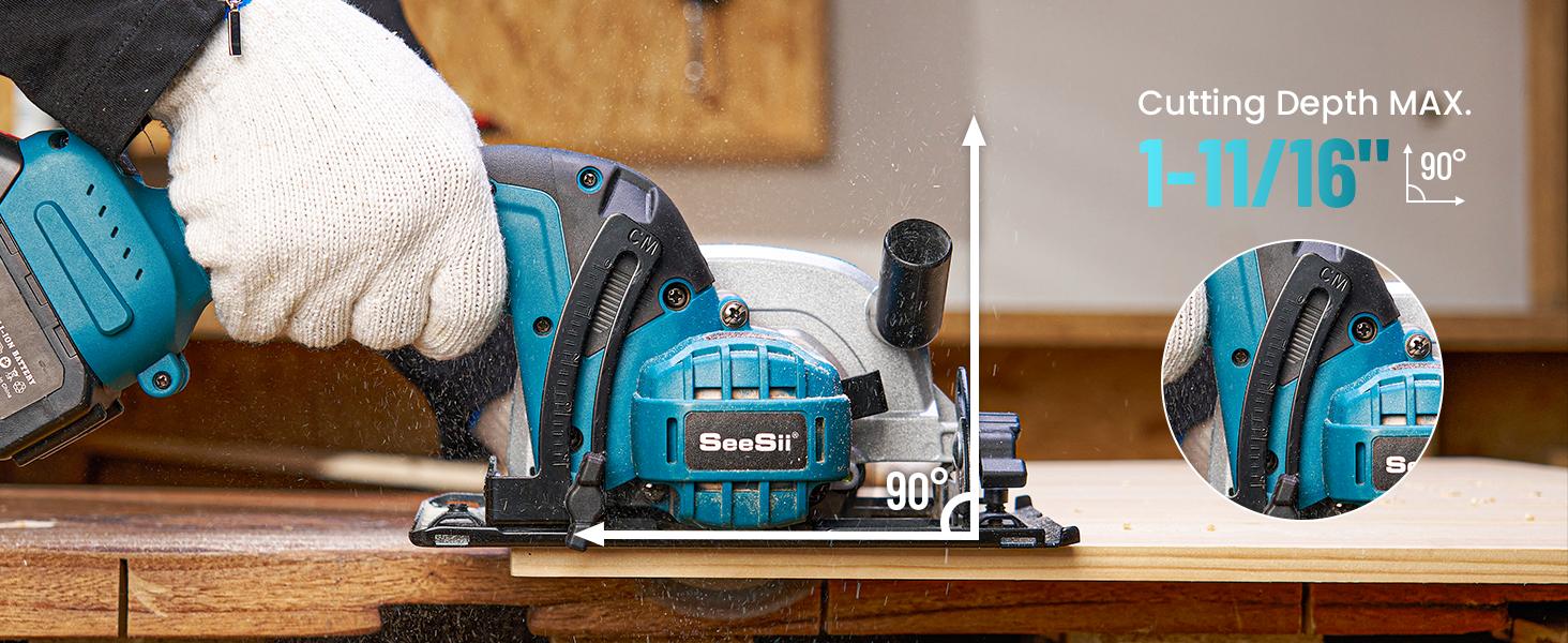 Cordless Mini Circular Saw, SeeSii 4-1/2" Electric Compact Circular Saw with 4.0Ah Battery, 5380RPM, 4 Saw Blades, Rip Guide, Max Cutting Depth 1-11/16"(90°), 1-1/8"(45°) for Wood, Plastic, Soft Metal TCS115A CS410B #NewArrival Cordless Mini Circular Saw, SeeSii 4-1/2" Electric Compact Circular Saw with 4.0Ah Battery, 5380RPM, 4 Saw Blades, Rip Guide, Max Cutting Depth 1-11/16"(90°), 1-1/8"(45°) for Wood, Plastic, Soft Metal TCS115A CS410B #NewArrival