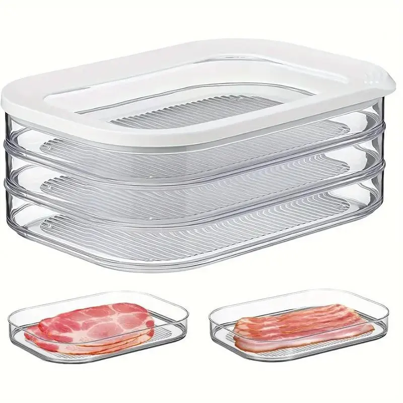 3-Layer Fresh-Keeping Food Storage Container Set, Leak Proof and Reusable, Ideal for Cooked Food, Snacks, Processed Meat, Kitchen Organization