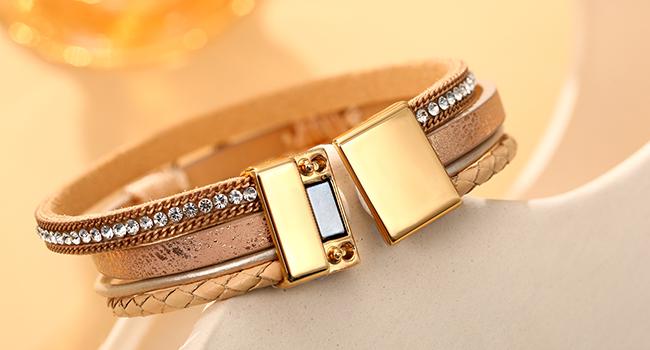 Women’s Leather Wrap Bracelets - Boho Western Cuff Style, Beaded Stackable Design | Gold, Black, Gray Trendy Fashion Accessories Women’s Leather Wrap Bracelets - Boho Western Cuff Style, Beaded Stackable Design | Gold, Black, Gray Trendy Fashion Accessories