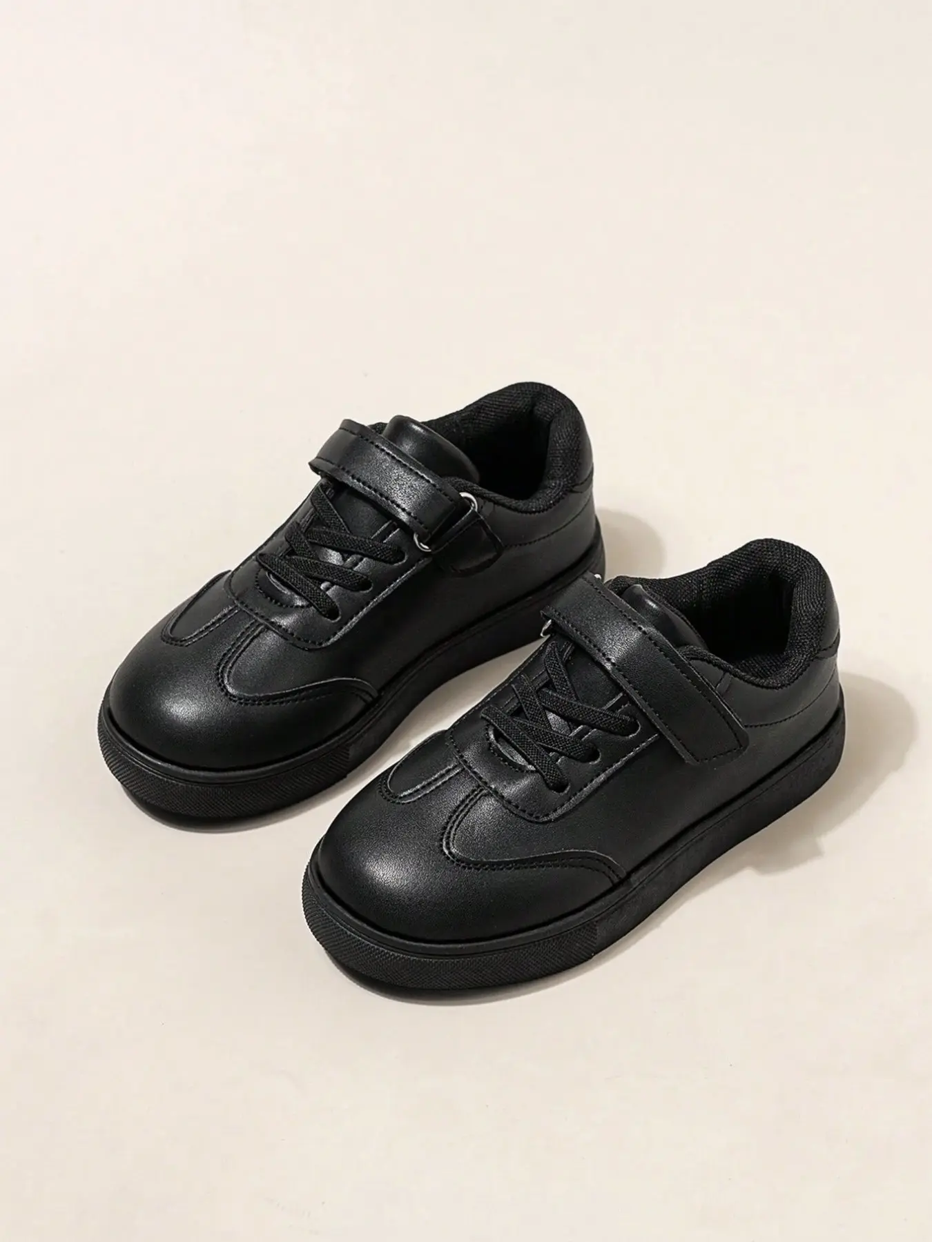 Unisex Basic Shoes, Soft PU Material, Easy-On Velcro Closure, Durable Rubber Sole, Casual Style, School-Approved Footwear