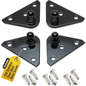10MM Ball Stud Mounting Black Bracket for Gas Struts Heavy Duty Lift Support Shock Brackets with Stainless Steel Screws Ideal for Spring Hood Struts & Closer Piston Prop Mounts x4 Flat