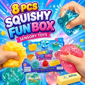 8PCS Slow Rising Squishy Stress Relief Toys Set | Soft Fidgets Squishies PU Stress Balls & Fidget Sensory Squeeze Toys | Anxiety Relief for Adults & Kids | Party Favors & Gift Bundle