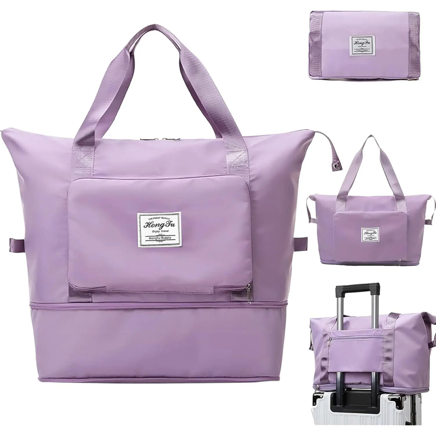 Travel Bag for Women Expandable Weekender Overnight Bag Carry   Tote Gym Bag  Foldable Duffel Bag ()