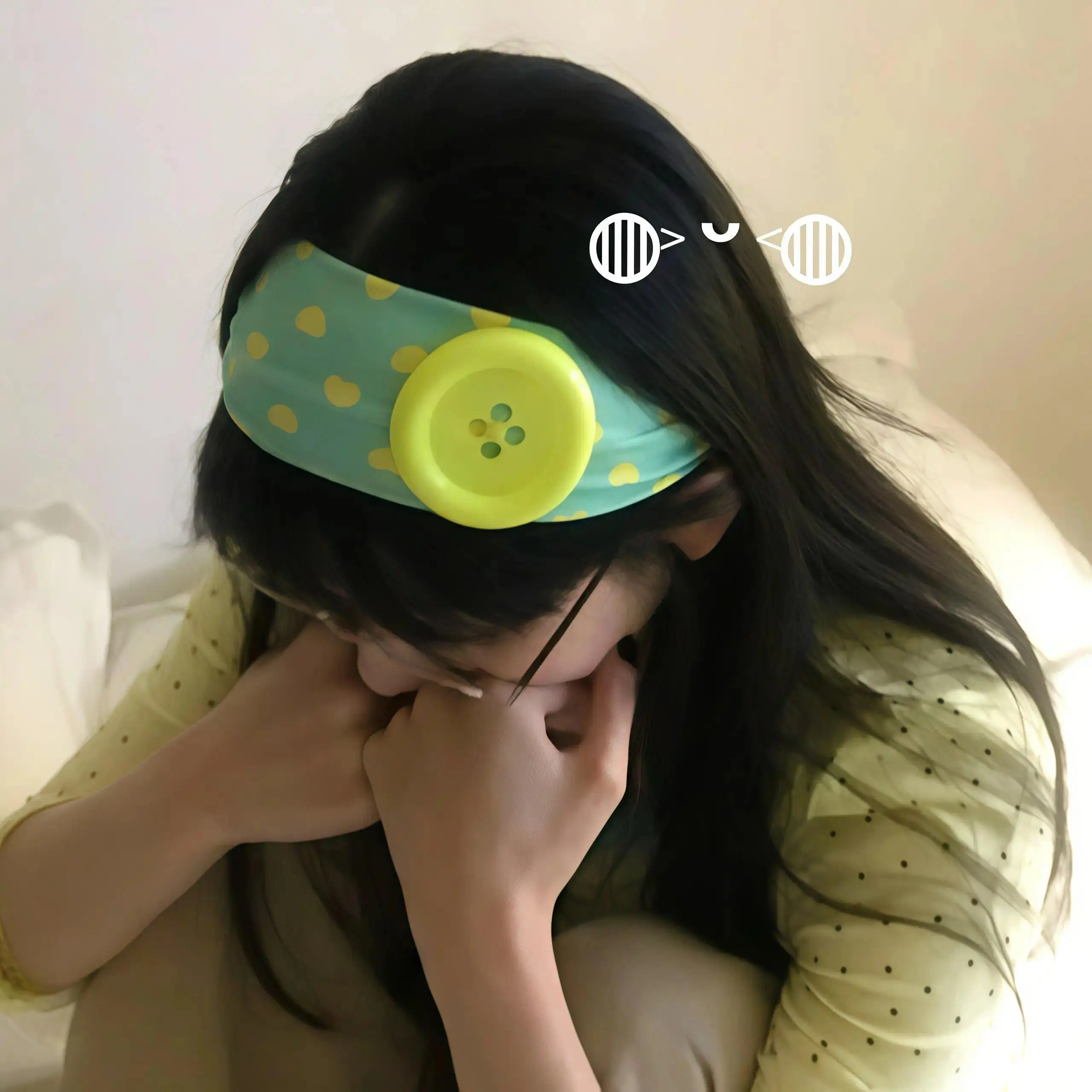 Summer Colorful Large Button Wave Dot Wide Elastic Headband for Women, Korean Ins Y2K Retro Style Hair Accessory