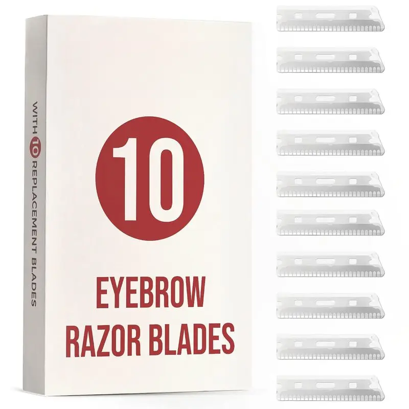 Eyebrow Razor Blades, 10 Replacement Stainless Steel Refills |   Fits Compatible ZOMCHI Eyebrow Razors, 10 Refills, Protective Storage Case, Stainless Steel Material, Easy Replacement