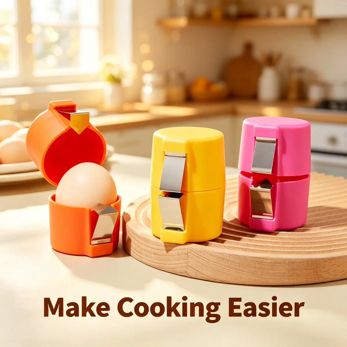 3PCS Egg Shell Opener Set – Stainless Steel Egg Cracker Tool for Raw Eggs Clean No-Mess Kitchen Separator Gadget