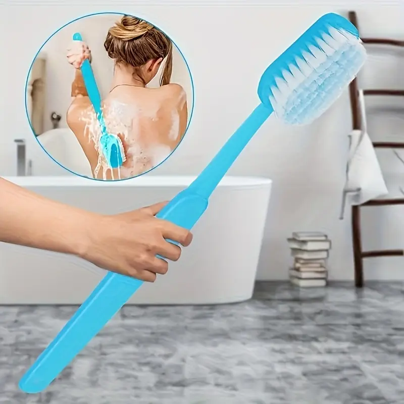 1 soft mesh shower brush, a gentle body exfoliating scrub with a long handle, suitable for showering, hydrotherapy, and back massage - hanging design, battery free, fragrance free, perfect gift, durable plastic handle, shower brush