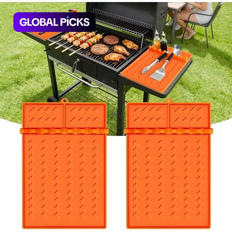 2-Pack Silicone Grill Mats, Compatible with Silicone Baking Pans, Water-Resistant, 16.5" X 11.5", Outdoor BBQ Grilling Accessories #GLOBAL PICKS