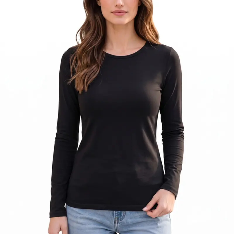Women's Brushed Fleece Crew Neck Top, Long Sleeve Shirt for Daily Layering and Everyday Wear in Fall and Winter