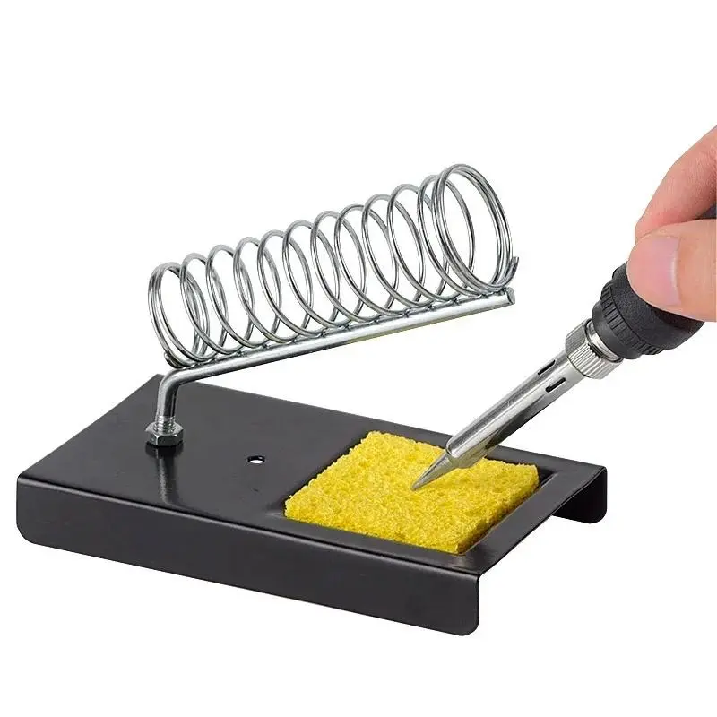Full Metal Soldering Iron Stand, Welding Gun Spring Seat Support Tray, Durable Heavy Duty Metal Holder for DIY Electronics Workbench Tool