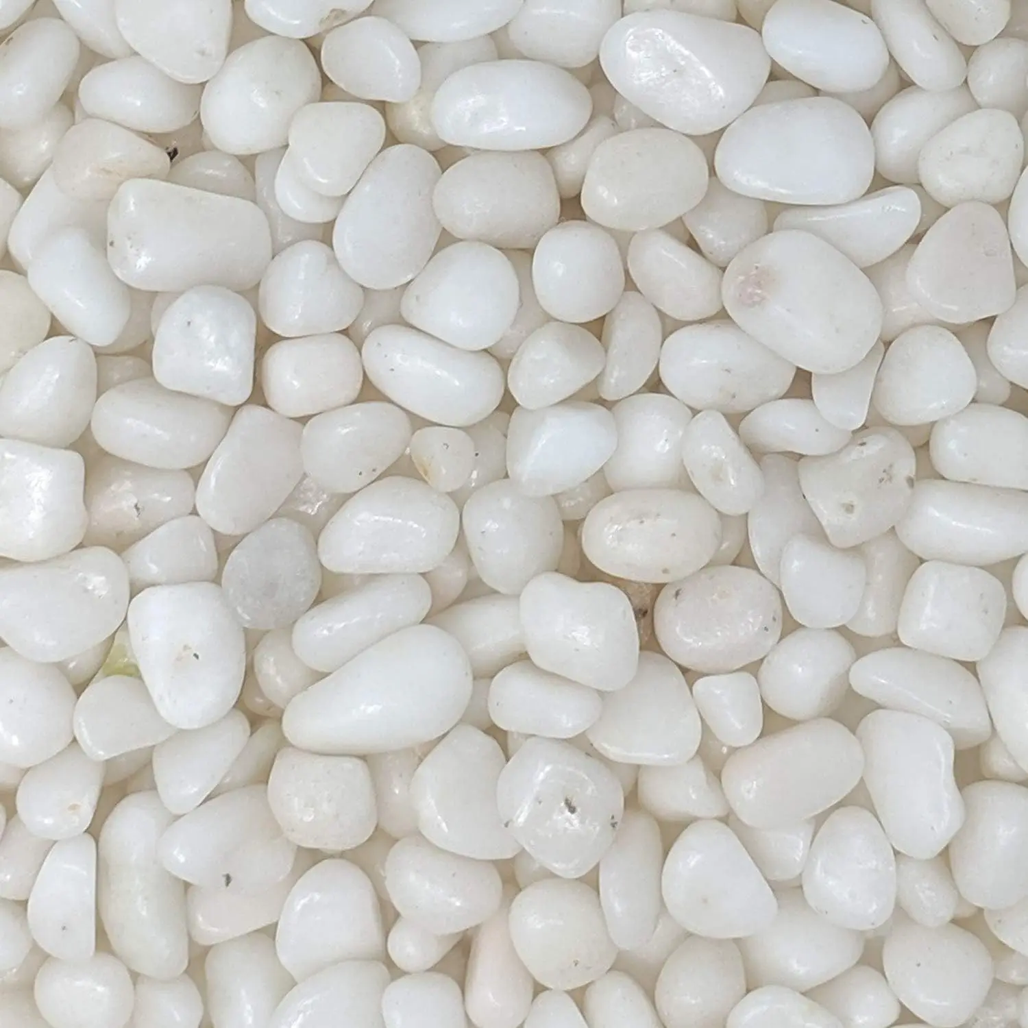 Decorative White Pebbles, 3/8" Avg. Polished Natural Stones for Paraffin Wax Use, 2-lb Bag for Indoor Outdoor Plants & Vase Filler to Achieve a Clean Look