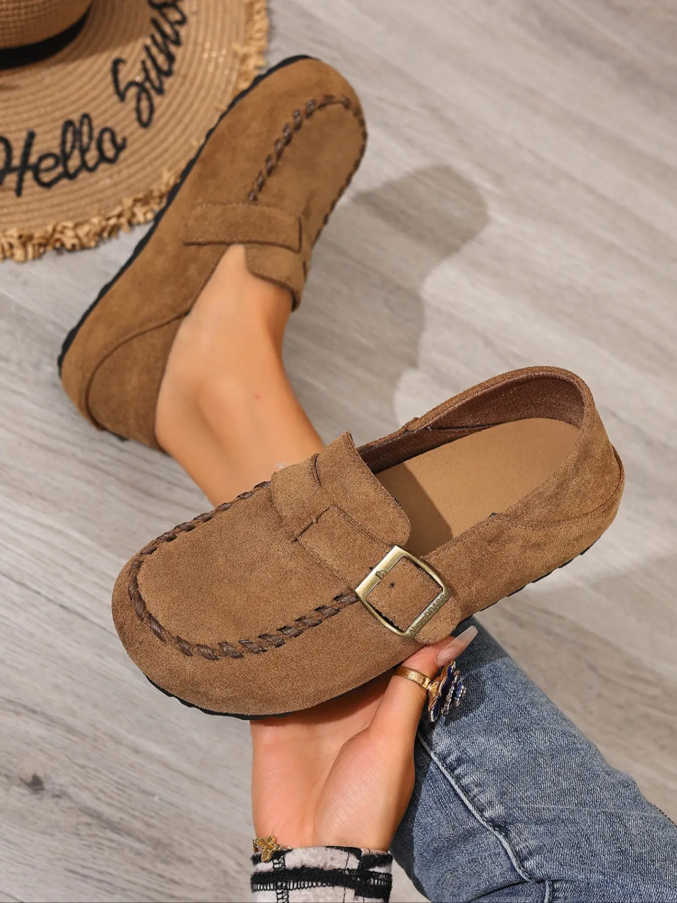 Women's Leopard Print Mules, Streetwear Mules, Metal Buckle Design, Casual Retro Slip-Ons, Wide Fit, Arch Support, Comfortable All-Season Shoes