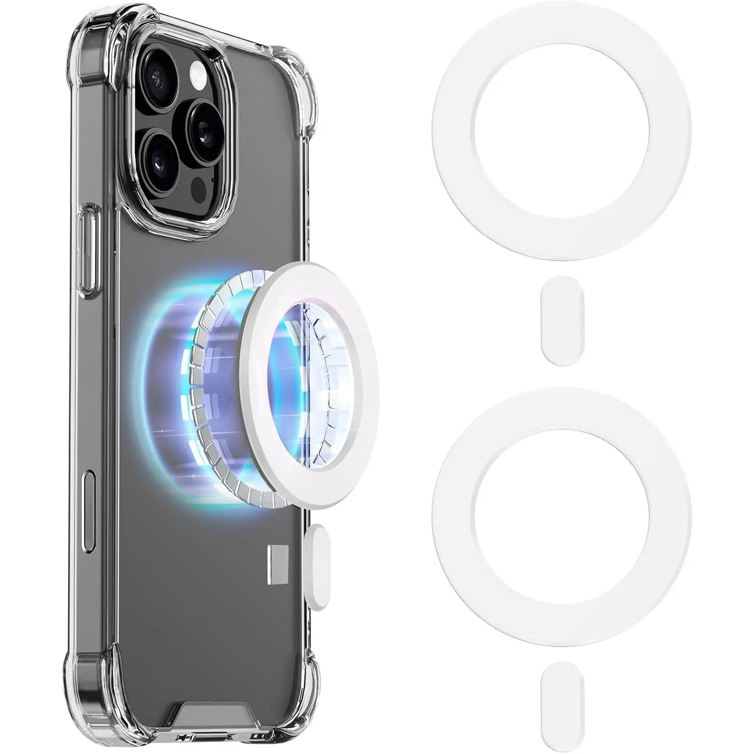for  Magsafe  Sticker,2Pack, Adapter Ring for Phone Cases,Mag Safe Accessories,Compatible with  17/Air/16/15,Galaxy S24/S23/Ipad/Kindle/Popsocket(White 2 count)