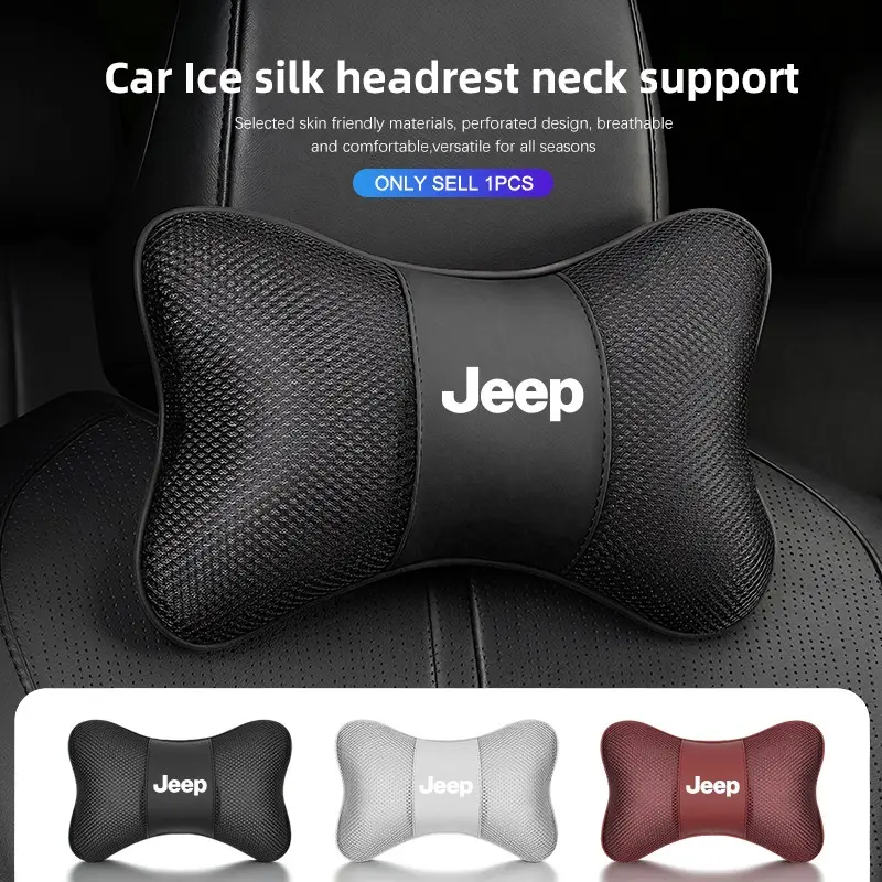 Ice Silk Car Seat Headrest Neck Pillow For Jeep Renegade Compass Grand Cherokee Wrangler jk Gladiator Patriot Liberty Commander Trailhawk