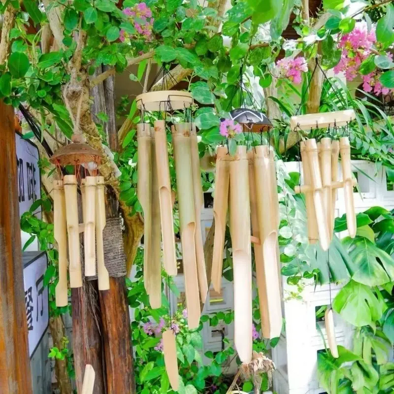 Handmade Bamboo Wind Chimes for Outside, Traditional Chinese Style, Indoor Outdoor Decor, Bedroom Living Room Balcony Hotel Wedding Christmas New Year Garden Decoration