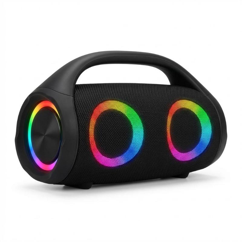 100W high power bluetooth speaker portable RGB colorful light waterproof wireless subwoofer 360 stereo surround TWS FM boombox.