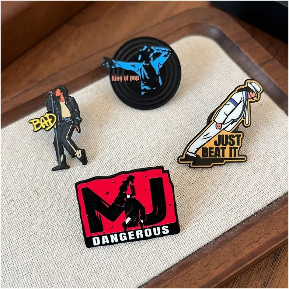 Michael Jackson 4pcs Enamel Pin Rock Band Guitarist Music Lover Lapel Badge Perfect Gift for Music Fans Gifts
