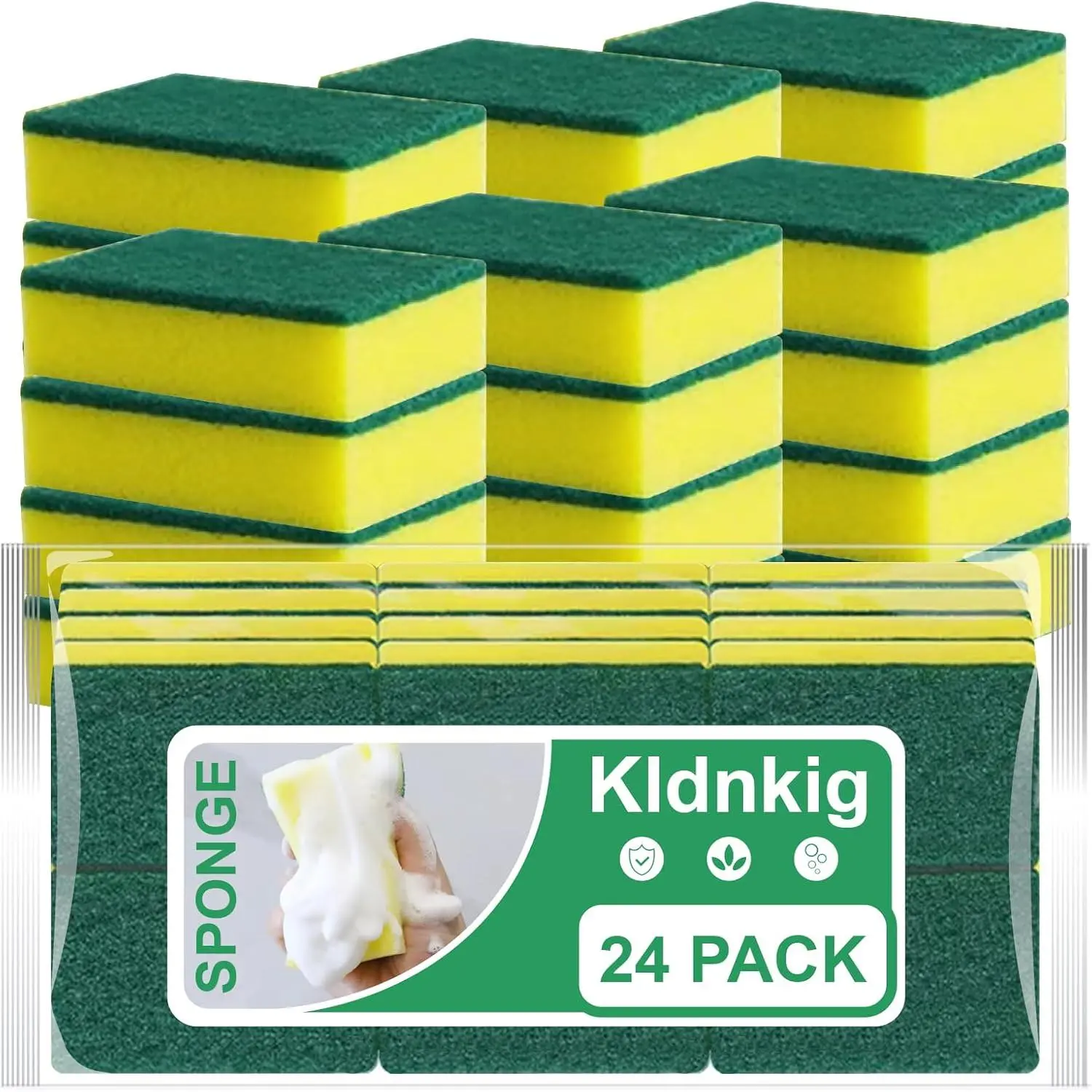 24 Pack Kitchen Cleaning Sponges,Scrub Sponges | Non-Scratch Scrub Dish Sponge Safe  Non-Stick Cookware,Stink-Free Cleaning Supplies for Pots, Pans