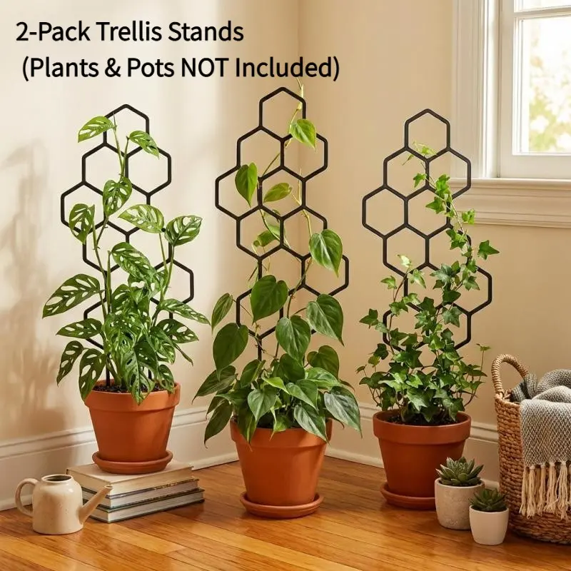 2-Piece Honeycomb Plant Climbing Support Stand, Plant Trellis, Rust-Resistant, Ideal for Potted Vines & Flowers, Space-Saving Indoor/Outdoor Garden Rack