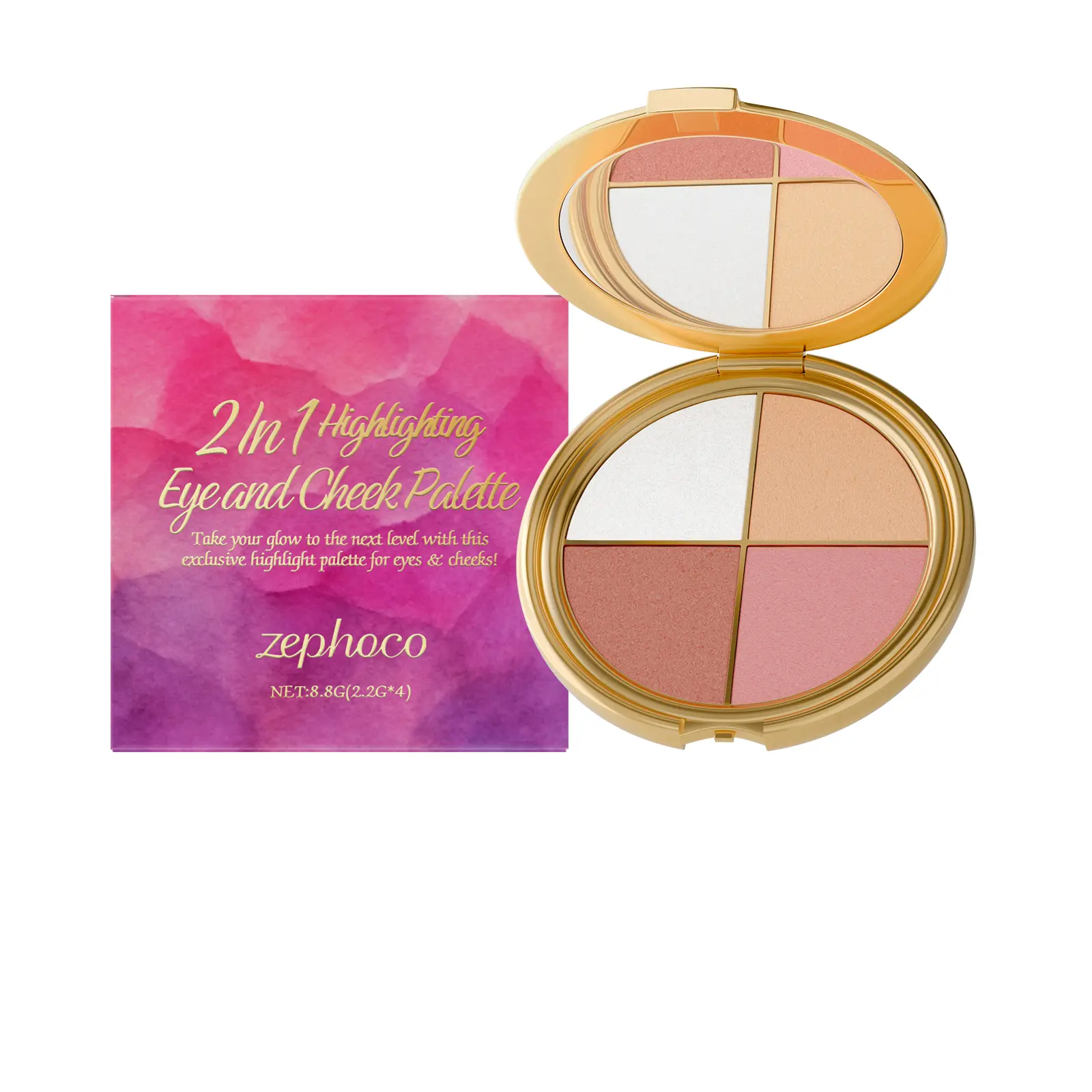 Eyeshadow and Blush Highlighter Palette - Versatile Multi-Purpose Makeup Set, Portable for Daily Eye and Cheek Makeup Looks