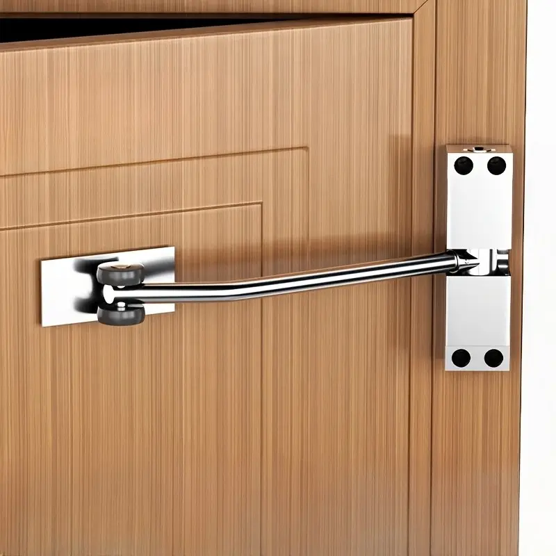 Rectangular Automatic Door Closer, Adjustable Spring, Touch Silent Operation, Polished Metal Finish, Hidden Closing Mechanism, Residential Use
