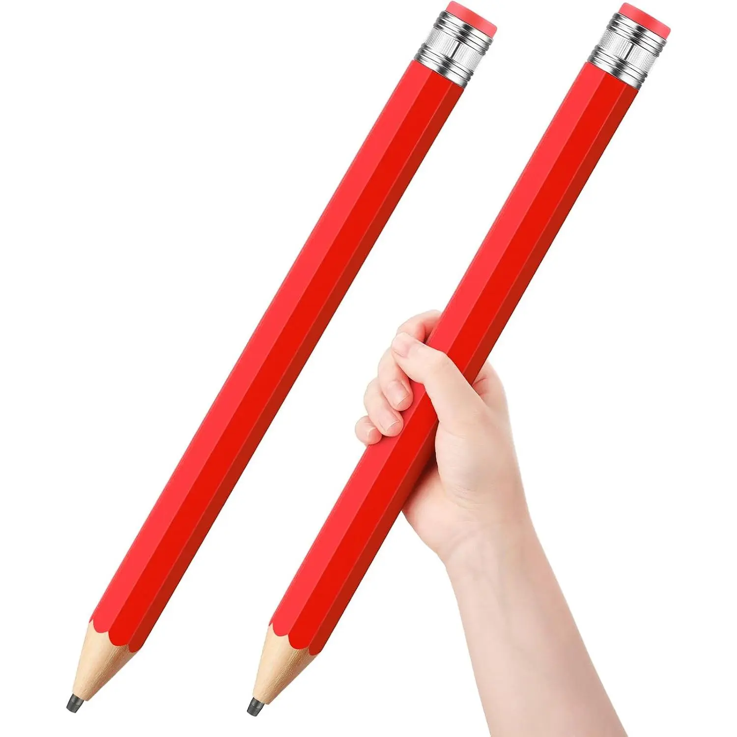 to School Gifts for Students 2 count 16 Inch Giant Pencils Wooden  Pencils Prop Decor Funny with Cap Eraser Large Fun Novelty Gifts for  School   Office(Red)