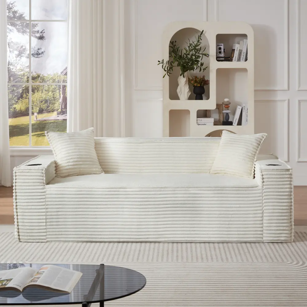 Littleox 3Seater Sofa Boneless Couches,No Assembly Needed, Modern Sofa for Compact Living Rooms, Apartments, and Offices