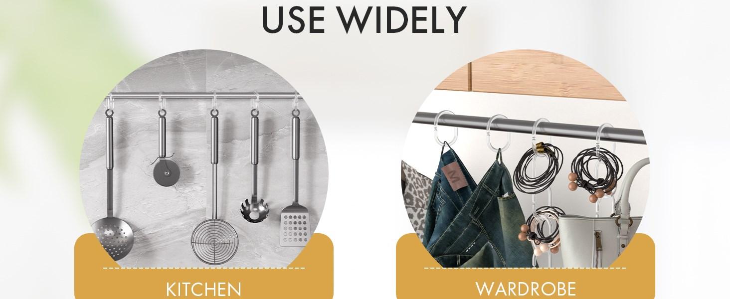 Plastic Shower Curtain Rings, Shower Curtain Hooks, 24 Pcs C Shaped Shower Hooks for Shower Curtain, Clear Shower Curtain Hooks for Bathroom