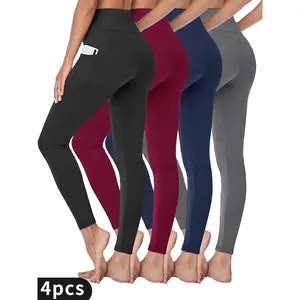 18ACTIVEKIT4PCS Pocket Women's Compressed trousers for Tummy Control high-rise hairstyle pants, stylish, leggings - all colors and sizes