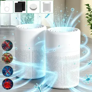 2-Pack H13 True HEPA Air Purifiers for Home Bedroom, H13 True HEPA Filter Cleaner with Ionizer, Odor Eliminator for Smoking, USB Port Charging Cable, 24dB Quiet Filtration, Night Light, Removes Smoke, Dust, Pollen, Pet Dander, ABS Construction