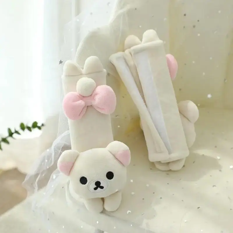 Soft Rilakkuma Car Headrest Neck Pillow Cute All Season Universal Car Head Support Pillow Car Interior Decor Accessory Girl Gift