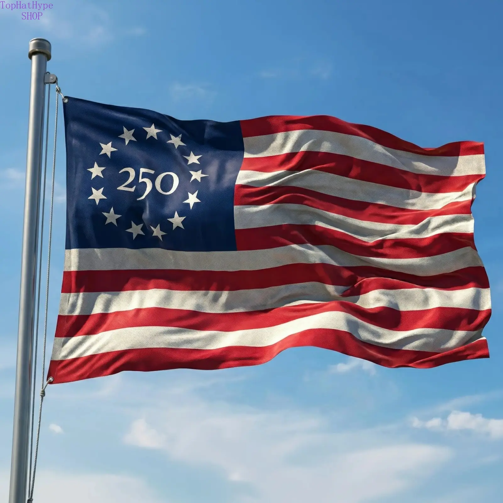 American Heritage 250-Year Anniversary Circle-Star Accent Flag Jewelry Accessory - Premium-Quality Fabric, 3ft x 5ft, Fade Resistant, for Patriotic Displays, History Enthusiasts, Unique 250-Year Anniversary Design, Veterans, 3 Ft. X 5 Ft.