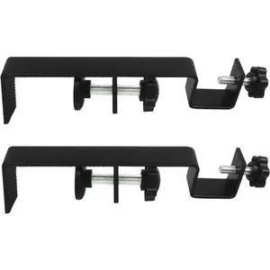 Outside Integrated Blind Curtain Rod Bracket Accessories, 1.3 - 2.3 inches Wide Track, Tool - Free & Drill - Free, with Installation Guide and Curtain  Buckle (Black, 2 count)