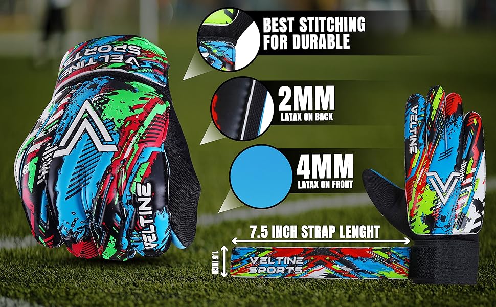 AGS Soccer Goalie Gloves for Kids Boys Children,Youth & Adult Football Goalkeeper Gloves with Double Wrist Protection and 4mm Latex Anti-Slip Strong Grips Palm