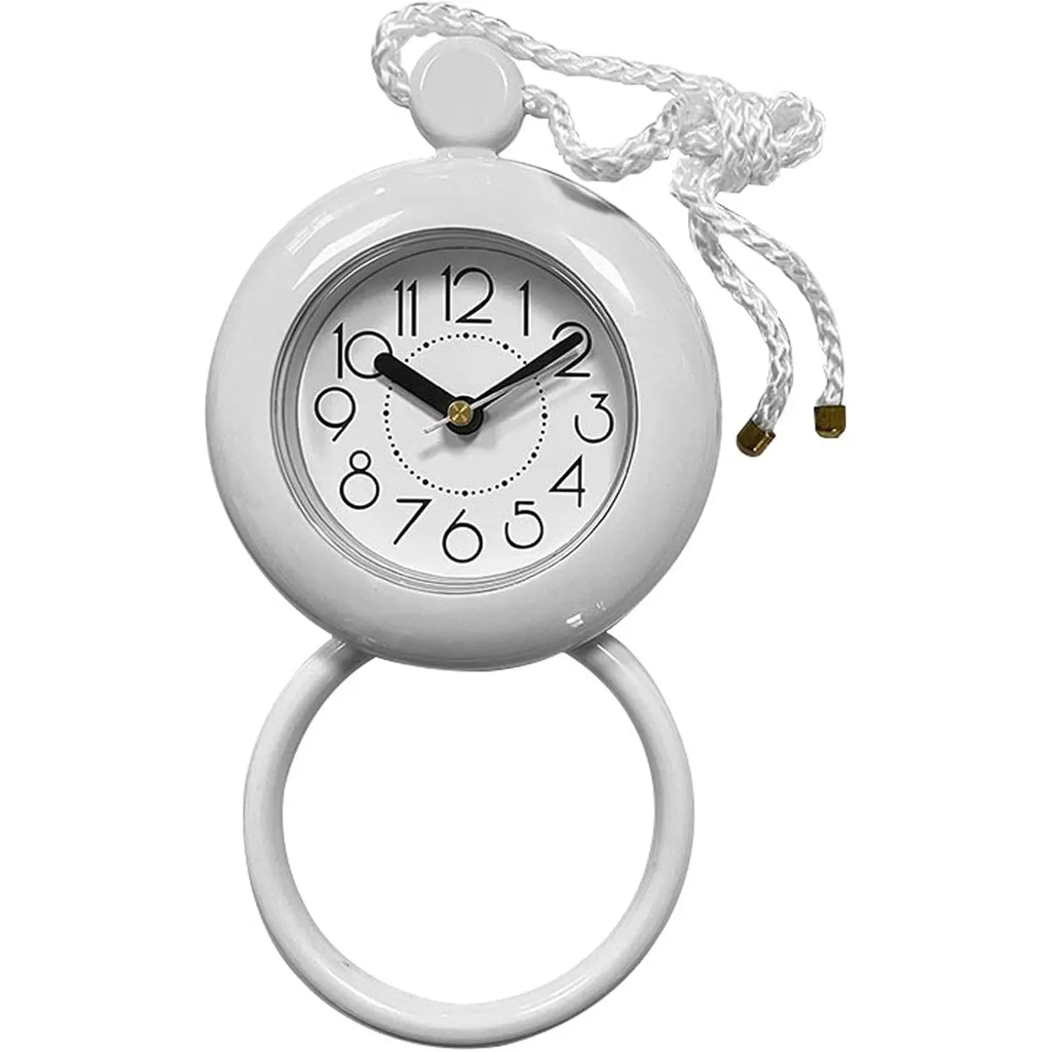 Waterproo-f Bathroom Hanging Clock Shower Rope Clock with Stand Dual Purpose Wall Clock with Towel Rack Easy to Read for Kitchen Toilet
