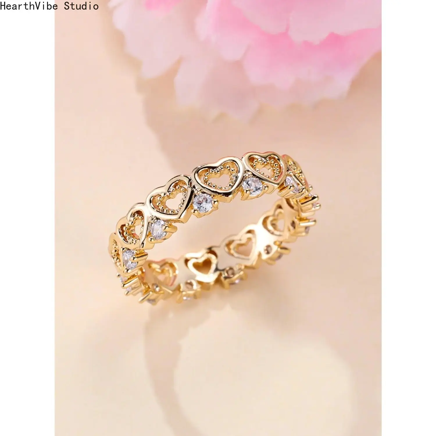 1 Piece Fashion Heart Shaped Engagement Ring, Heart Cluster Ring, Elegant Copper Jewelry for Women, Girl's Temperament All-match Accessory, Gifts for Wife, Heart Design Ring, Fashion Heart Rings, Beautiful Rings