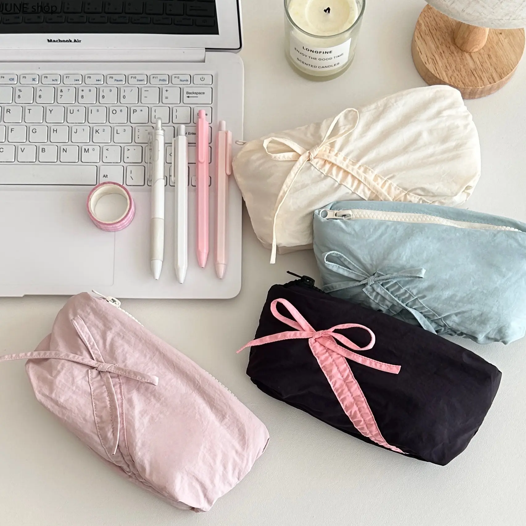 Aesthetic Bow Stationery Pouch - Cute Large-Capacity Pencil Pouch Organizer for Girls' Back to School Supplies, Trendy Fashion Accessory