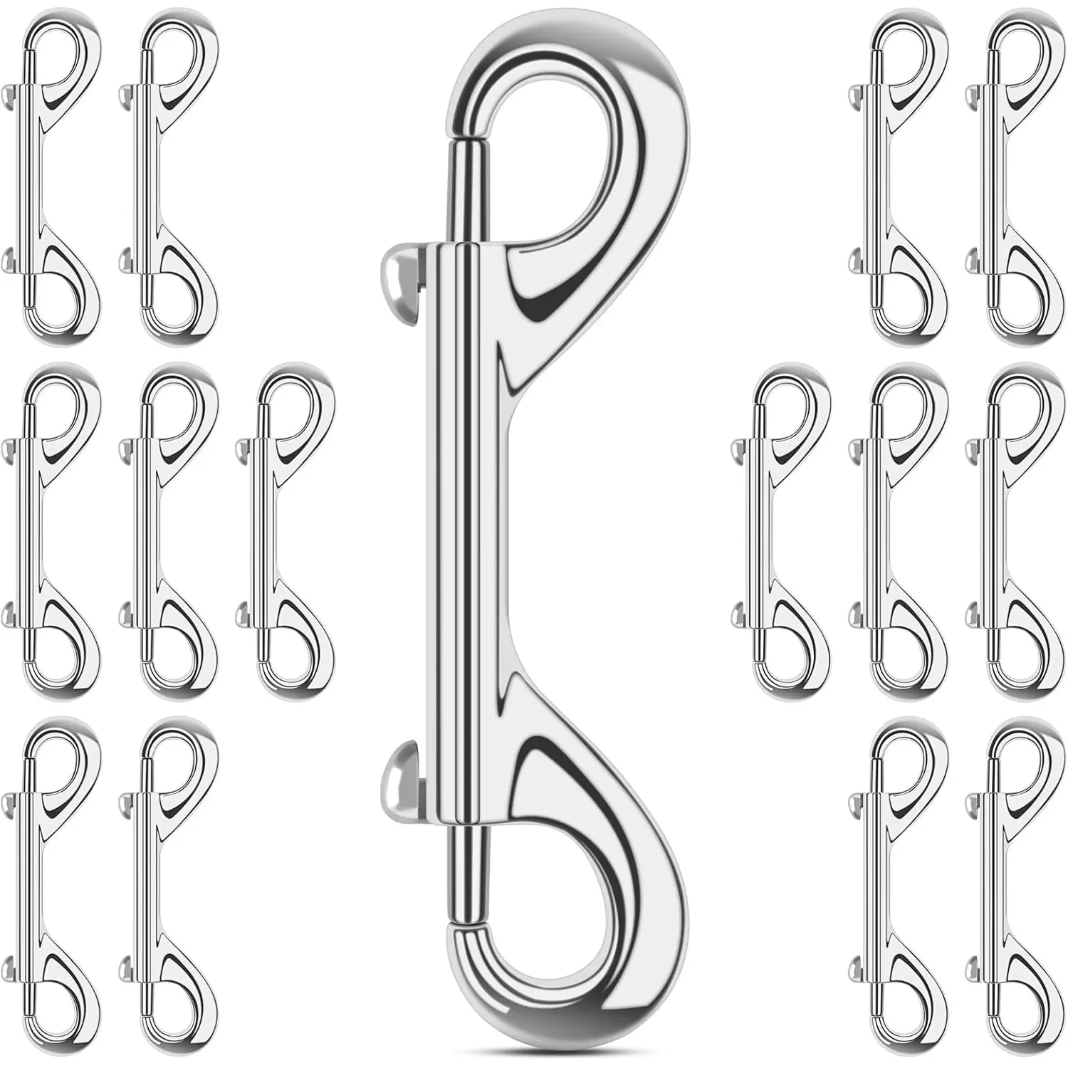 15 Pack Heavy Duty Snap Hooks Double Sided Clips for Hanging Horse Tack Sling Feed Buckets Dog Leash Collar Key Chain Zinc Alloy Metal Snaps Clip(3-1/2 Inch)