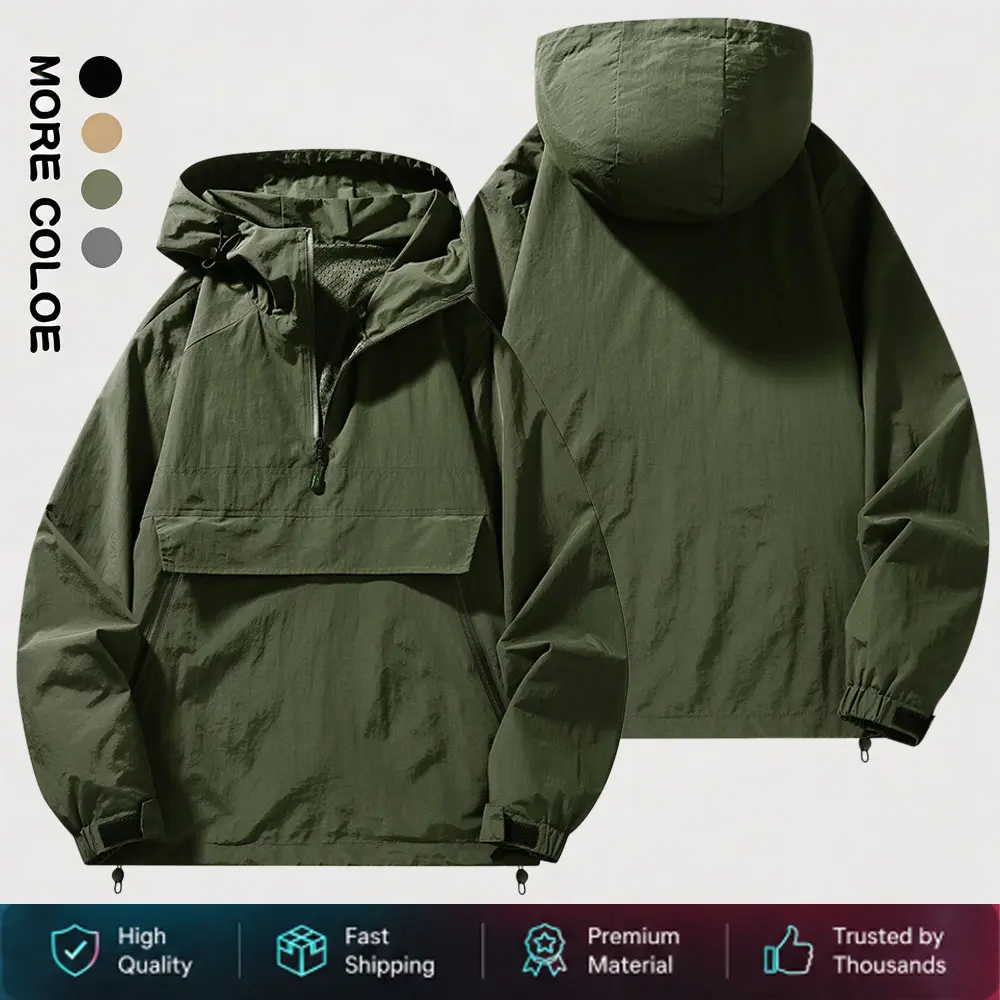 Men’s waterproof windproof sports jacket for spring/autumn, detachable hood, outdoor casual hiking/mountaineering tactical workwear jacket, fishing apparel travelessentials