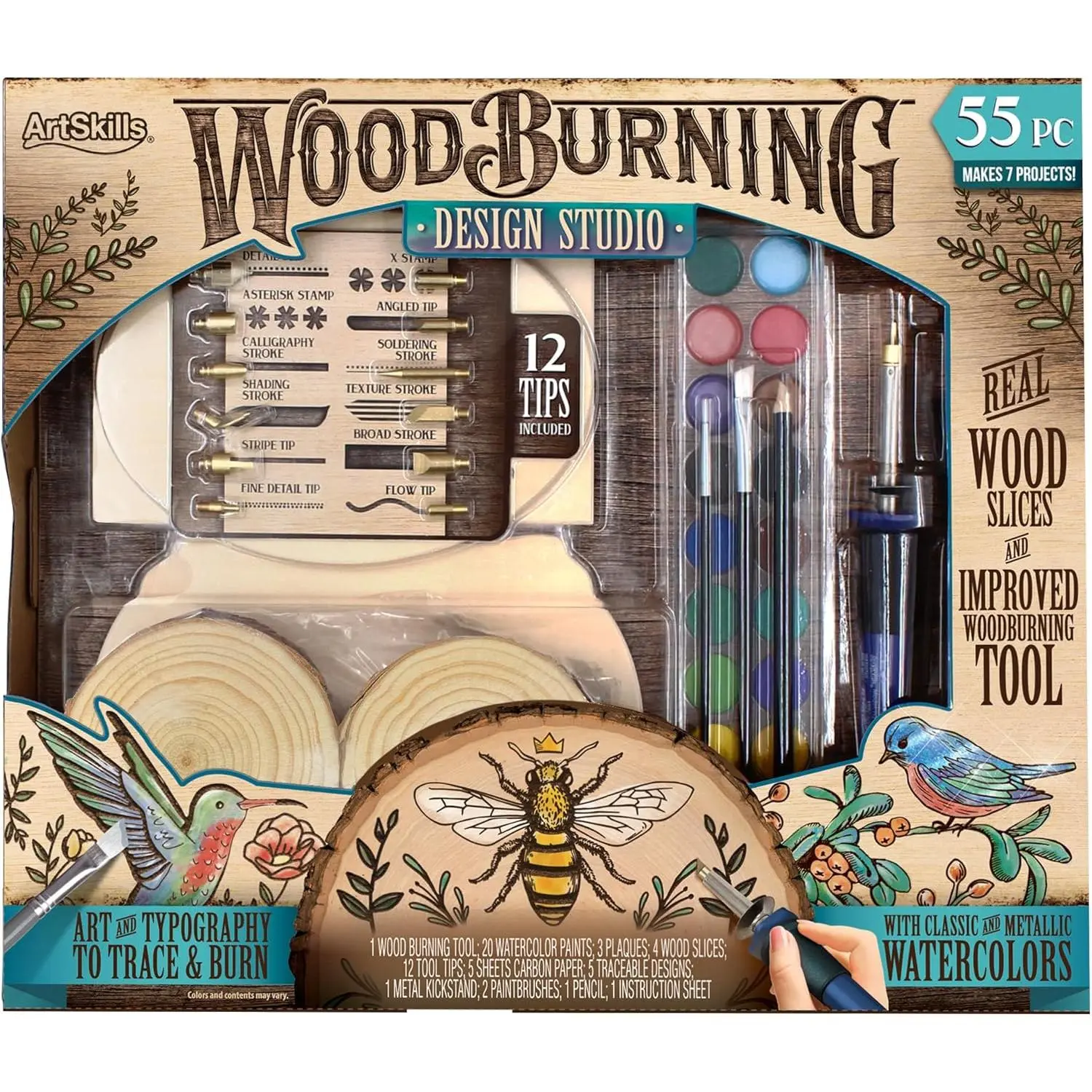 ArtSkills Wood Burning Tool Kit – 55 Piece Complete Woodburning Arts and Crafts Kit Cool Gifts for Teens and Adults Fun Crafts DIY Projects