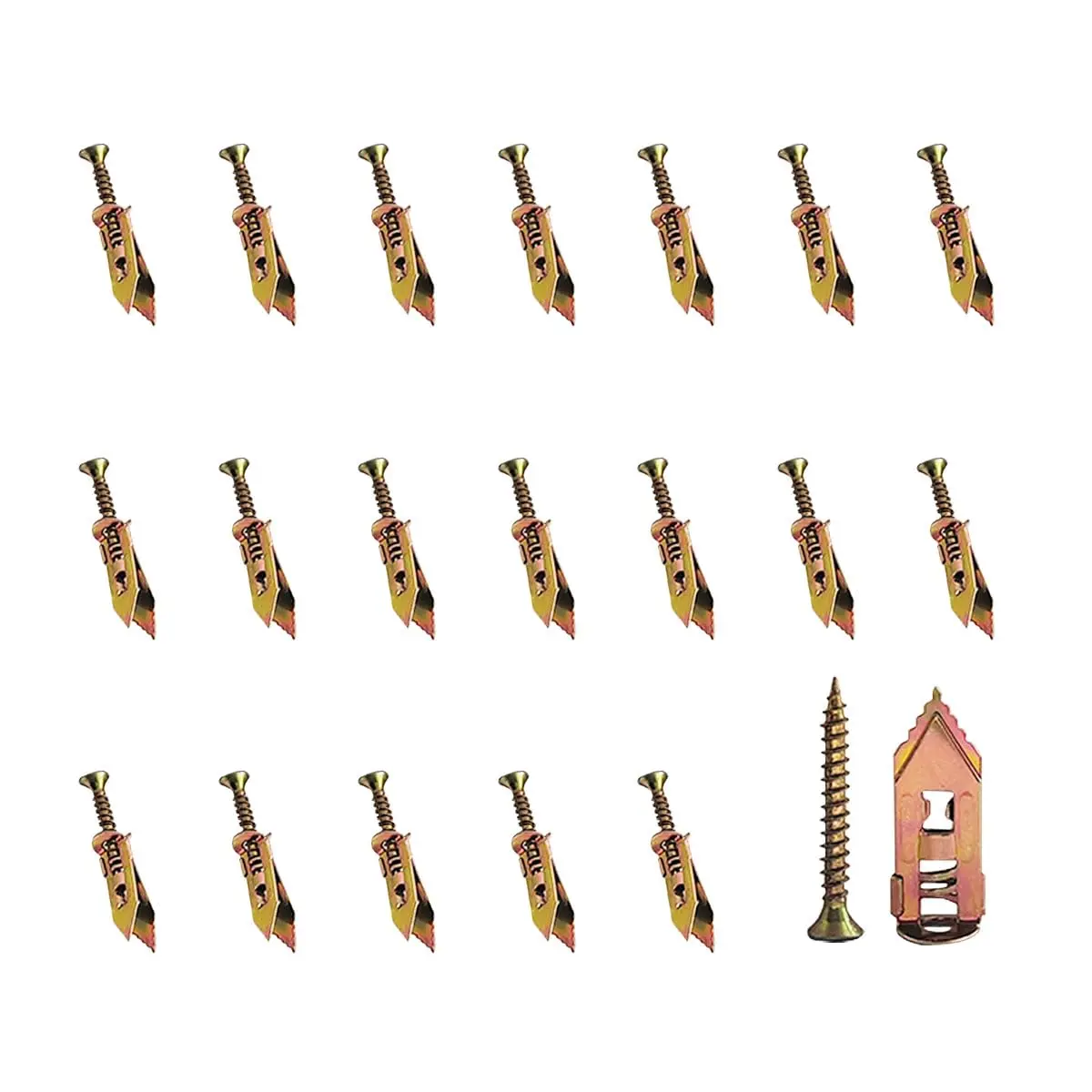 100 Pack Self-Drilling Drywall Anchors with Screws, Zinc Plated Steel Wall Plugs, Heavy Duty Expansion  for Concrete, Brick, Plasterboard, 50 Anchors and 50 Screws Set