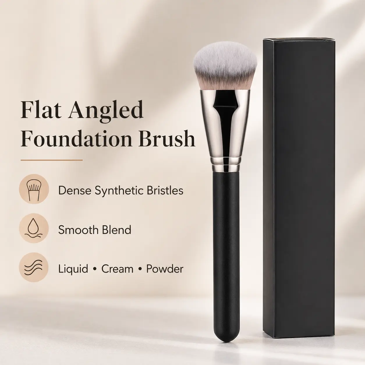 Flat Angled Kabuki Foundation Brush with Large, Dense Synthetic Bristles - Face Makeup Tool for Foundation, Liquid & Cream | Beauty & Personal Care