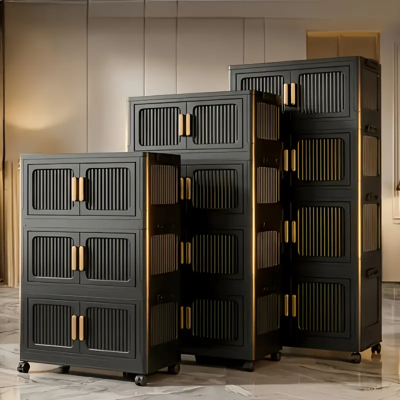 Plastic multi-layer file rack, foldable household storage cabinet, lightweight file storage and organization rack, suitable for indoor daily necessities and file organization, multi-layer foldable file storage cabinet, plastic file organization rack