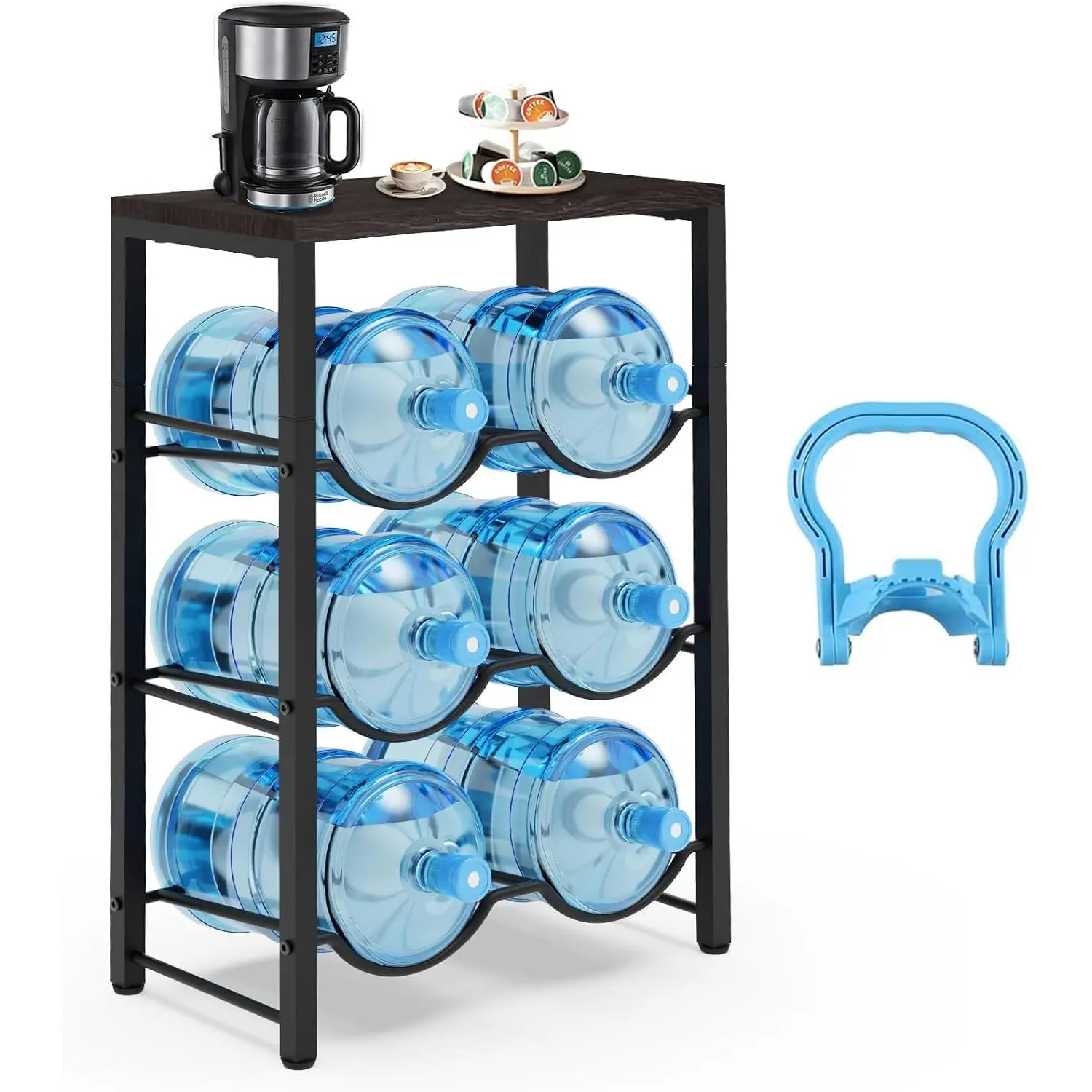5 Gallon Water Bottle Holder for 6 Bottles, 3 Tiers Heavy-Duty Water Cooler Jug Rack with Reinforcement Frame for , Office, Restaurant